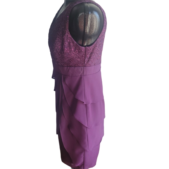 Sally USA Purple Lace Detailed Sleeveless Dress and Lace Bolero - Picture 7 of 10